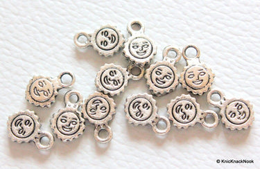 Silver Sun Two Sided Charms x 12